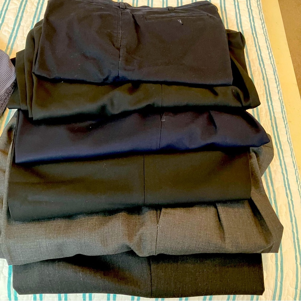 6pair of Men’s Slacks lands’End 100% wool very soft 35 waist/ 28.5  inseam